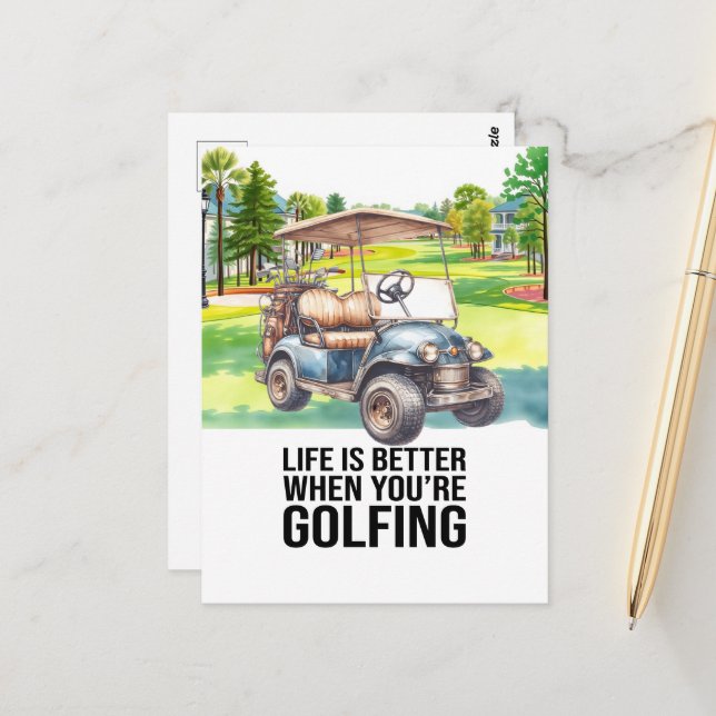 Golf Life är bättre när du är Golfing Vykort (Fram/Back In Situ)