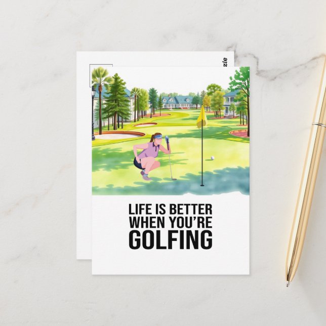 Golf Life är bättre när du är Golfing Vykort (Fram/Back In Situ)