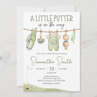 Golf Little Putter Baby Shower Inbjudningar