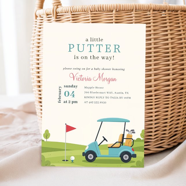 Golf Little Putter På väg Baby Shower Inbjudningar (Skapare uppladdad)