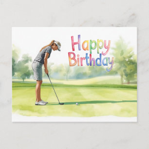 Golf liv för kvinnlig golfare Grattis på födelseda Vykort