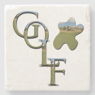Golf-Logotyp med Golf Course Image Stenunderlägg