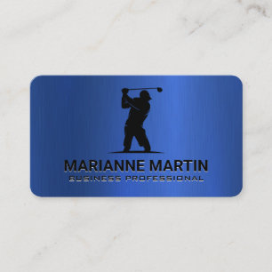 Golf Logotyp Sportidrottare Blå Metallisk Visitkort