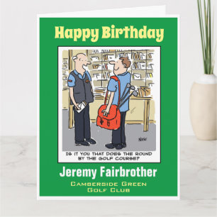 Golf Loving Postman Tecknad for Golfer Kort