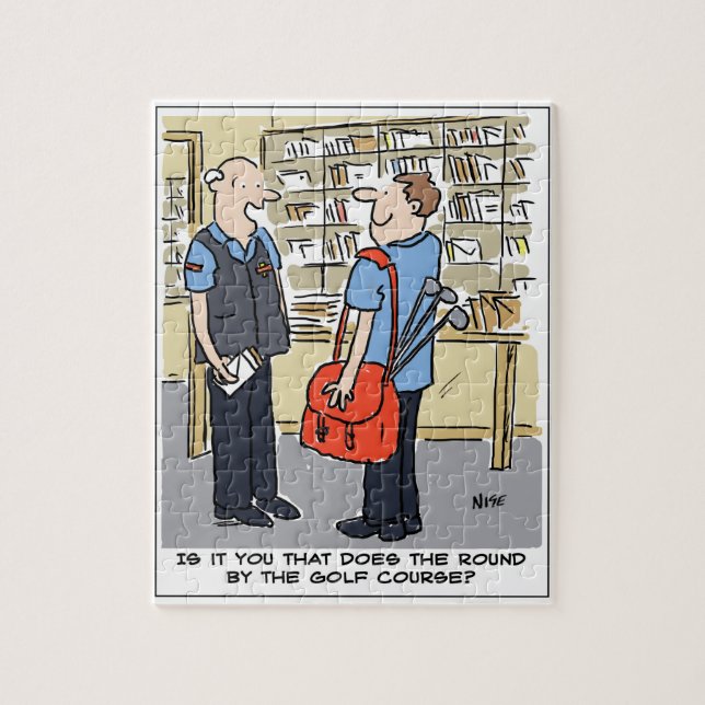 Golf Loving Postman Tecknad Pussel (Vertikal)