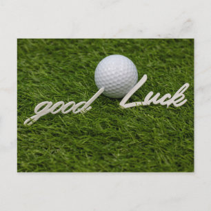 Golf lycka till med golf boll på grönt gräs vykort
