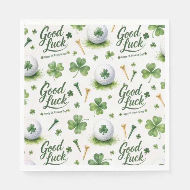 Golf Lycka till  med shamrock  St. Patrick's Day   Pappersservett (Framsidan)