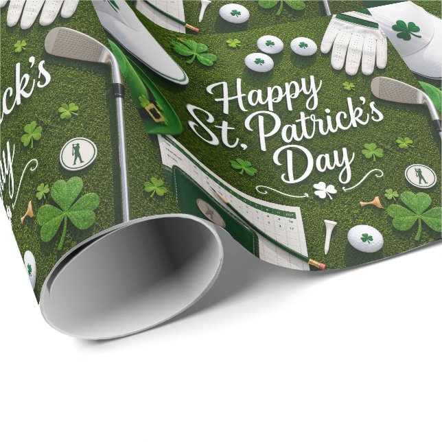 Golf Lycka till  med shamrock  St. Patrick's Day   Presentpapper (Rullad Hörn)