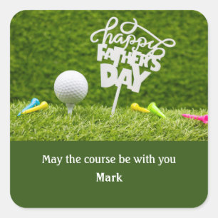 Golf lycklig Fars dag för golf pappa Fyrkantigt Klistermärke