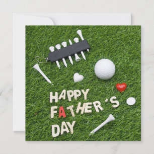 Golf Lycklig Fars dag med T och boll på grönt Kort