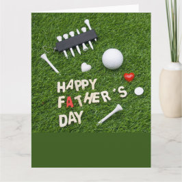 Golf Lycklig Fars dag med T och boll på grönt Kort