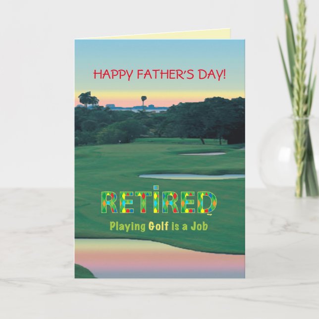 Golf Lycklig Far's Day, pensionerad, Golfing Pappa Kort (Framsida)