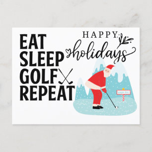 Golf Lycklig Helgdag Eat Sover Golf Repeat Santa Vykort