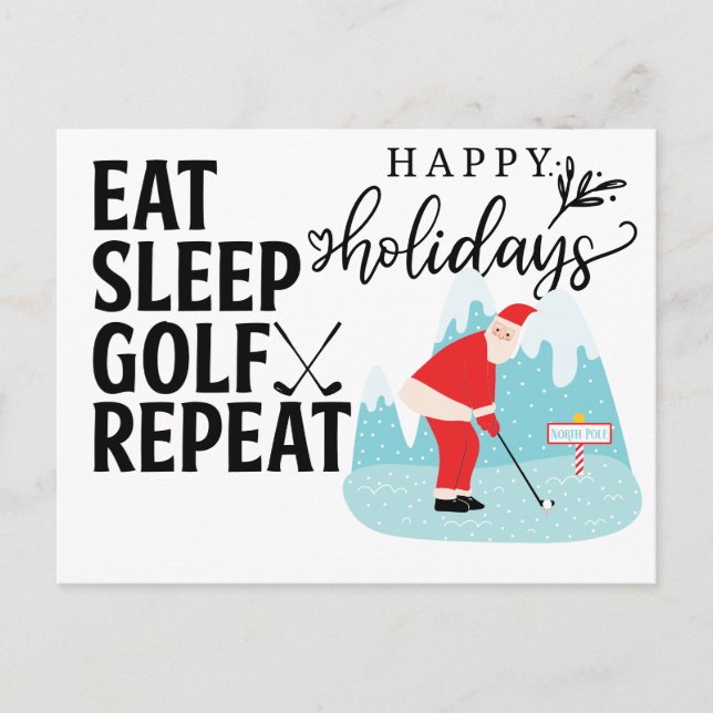 Golf Lycklig Helgdag Eat Sover Golf Repeat Santa Vykort (Framsida)