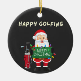 Golf Lycklig jul Helgdagar Jultomten golfer Julgransprydnad Keramik