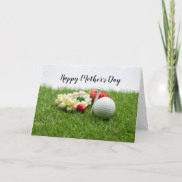 Golf Lycklig Mors dag med blomma på grönt gräs Kort