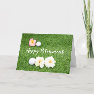 Golf Lycklig Pension med golf boll och blommor Kort