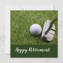 Golf lycklig pension med golf boll och putter kort