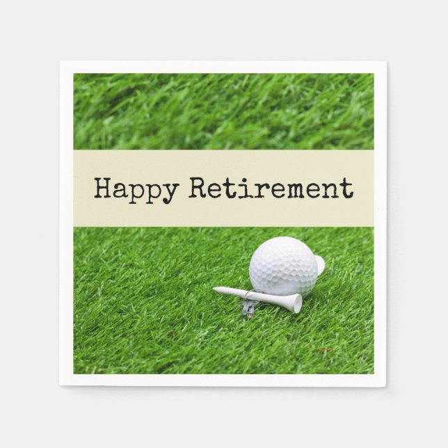 Golf Lycklig pension med golf boll och T Pappersservett (Framsidan)