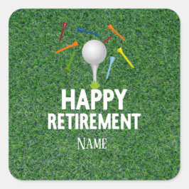 Golf Lycklig Pension på gröntens bakgrund Classic Fyrkantigt Klistermärke