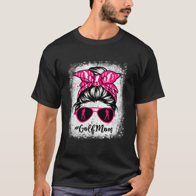 Golf Mamma Leopard Messy Bun Sport Mors dag T Shirt (Framsida)