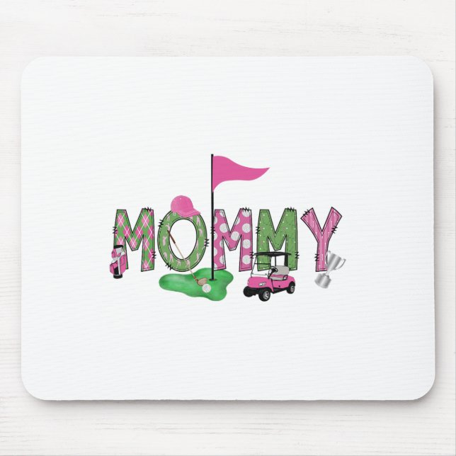 Golf Mamma Rosa Hål i en golf 1:a födelsedagsflick Musmatta (Framsidan)
