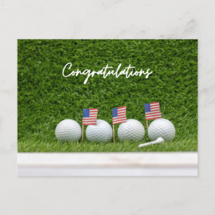 Golf med amerikansk flaggas gratulationer vykort