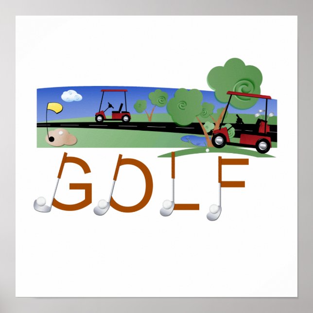 Golf med golfkarts, skjortor och gåvor poster (Framsidan)