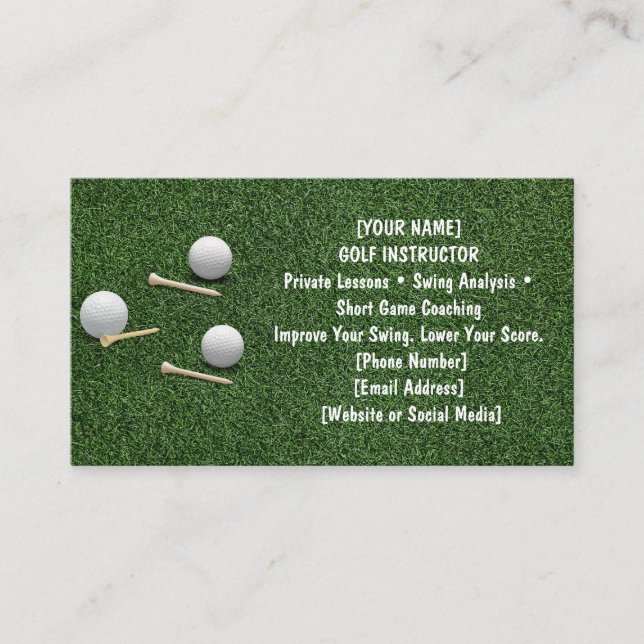 Golf med namn för golfare  visitkort (Framsida)