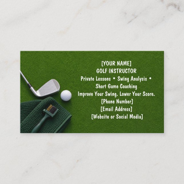 Golf med namn för golfare  visitkort (Framsida)