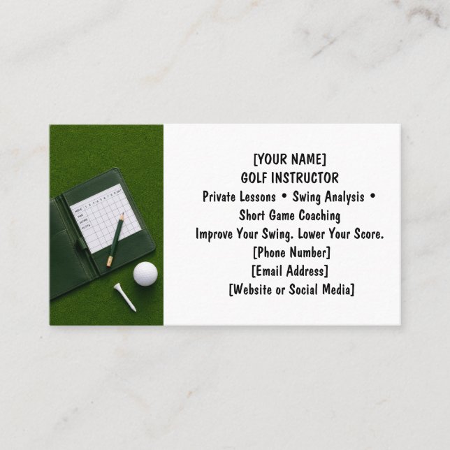 Golf med namn för golfare  visitkort (Framsida)