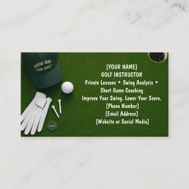 Golf med namn för golfare  visitkort (Framsida)