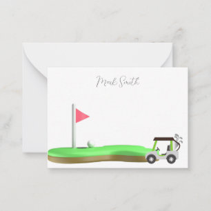 Golf med Namn för golfer med golfvagn i flagga Anteckningskort