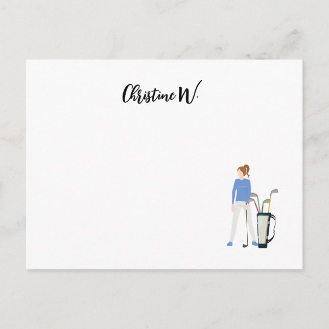 Golf med Namn för kvinnligt golfanteckningskort Vykort (Framsida)