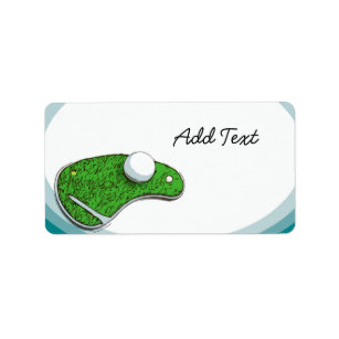 Golf med T på grönt golf hål-vattenfärg Adressetikett