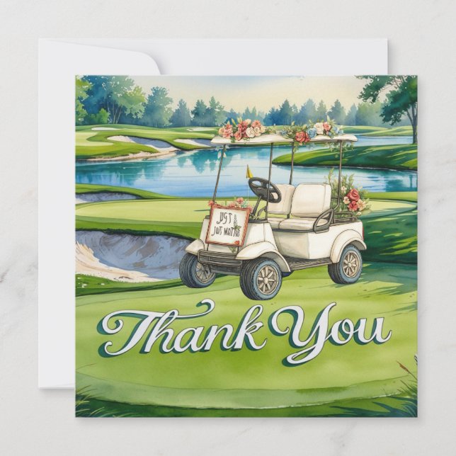 Golf med text på golfbanan bröllop tack kort (Framsida)