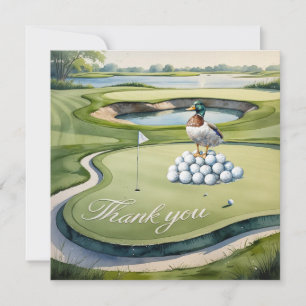 Golf med text på golfbanans vattenfärg stil tack kort