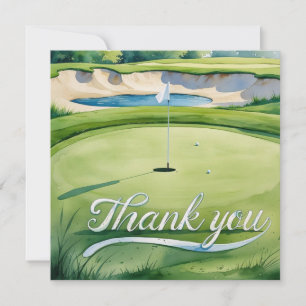 Golf med text på golfbanans vattenfärg stil tack kort