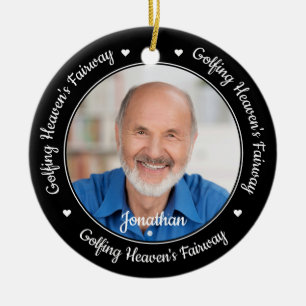 Golf Memorial Memory Heaven Golfer Photo Julgransprydnad Keramik