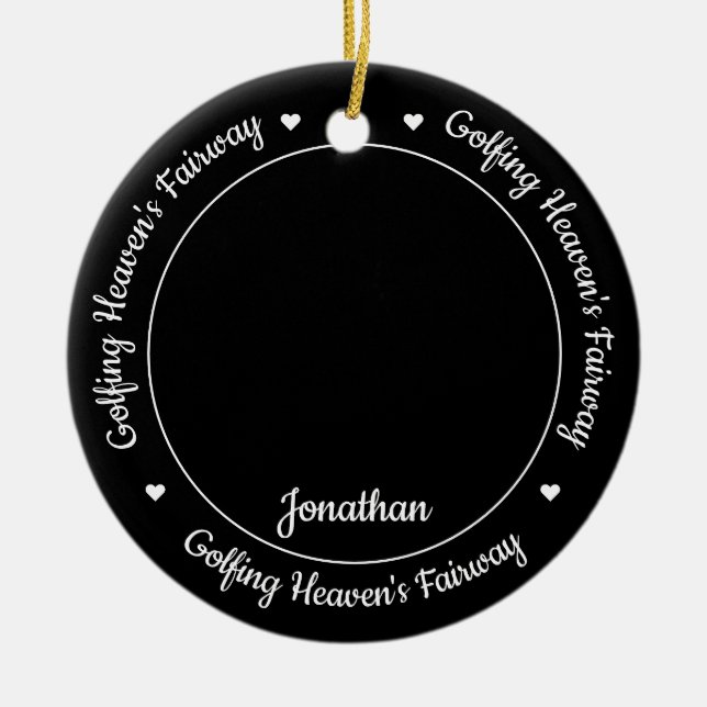 Golf Memorial Memory Heaven Golfer Photo Julgransprydnad Keramik (Framsidan)