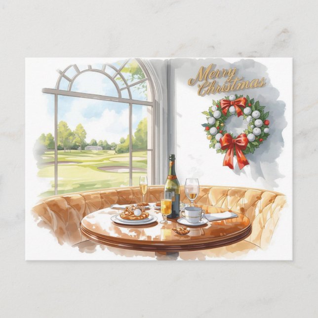 Golf Merry Christmas from Golf Course Clubhouse Helg Vykort (Framsida)