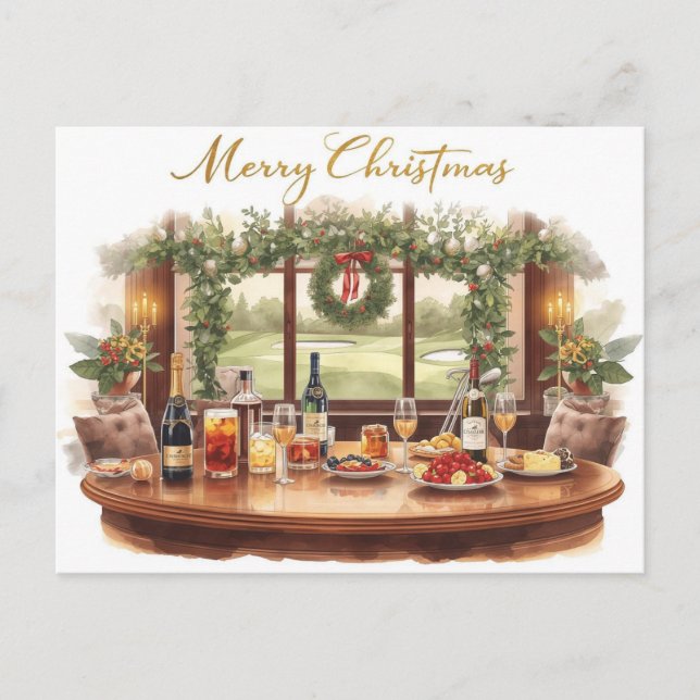 Golf Merry Christmas from Golf Course Clubhouse Helg Vykort (Framsida)