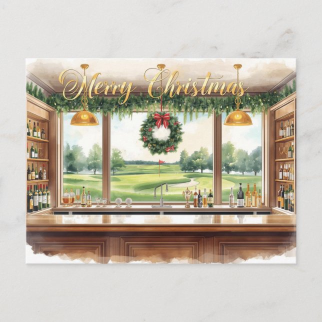 Golf Merry Christmas from Golf Course Clubhouse Helg Vykort (Framsida)