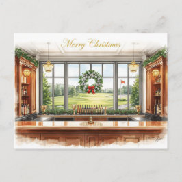 Golf Merry Christmas from Golf Course Clubhouse Helg Vykort