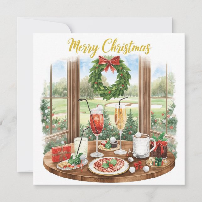 Golf Merry Christmas from Golf Course Clubhouse Julkort (Framsida)