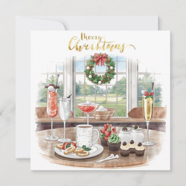 Golf Merry Christmas from Golf Course Clubhouse Julkort (Framsida)