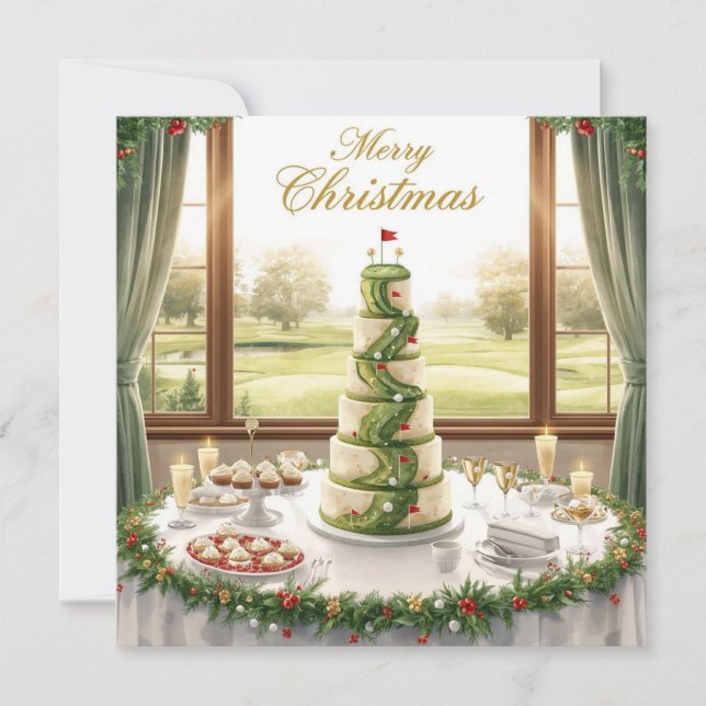 Golf Merry Christmas from Golf Course Clubhouse Julkort (Framsida)
