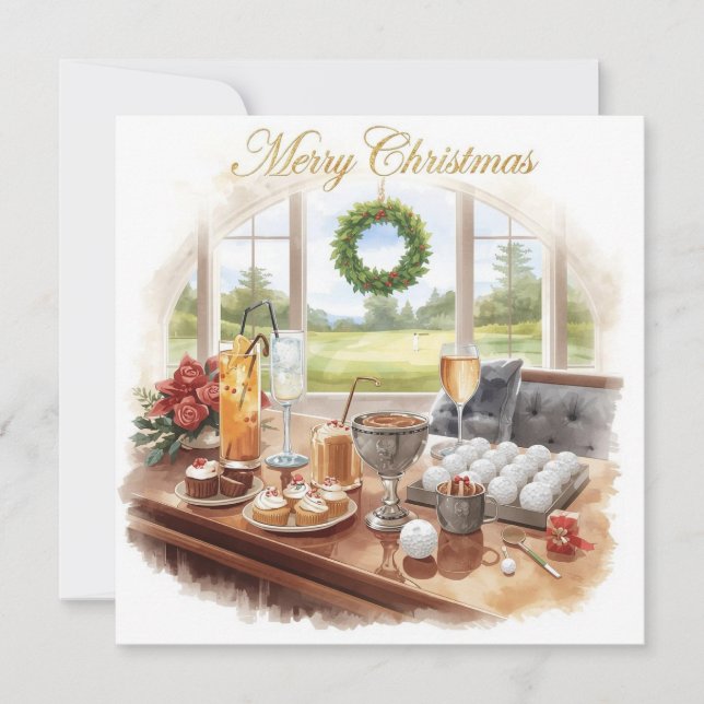 Golf Merry Christmas from Golf Course Clubhouse Julkort (Framsida)