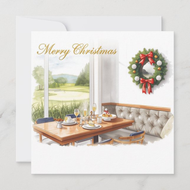 Golf Merry Christmas from Golf Course Clubhouse Julkort (Framsida)