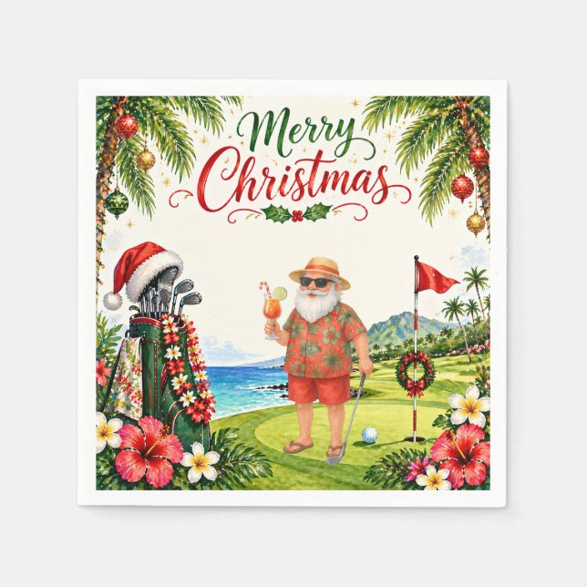 Golf Merry Christmas with Santa  Claus   Pappersservett (Framsidan)